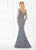 Montage by Mon Cheri - 118969 V-neck Embellished Sheath Gown In Gray