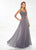 Mon Cheri V-neck Chiffon A-line Gown 118976 - 1 pc Pewter In Size 12 Available In Gray