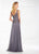 Mon Cheri V-neck Chiffon A-line Gown 118976 In Gray
