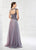 Montage by Mon Cheri - 118978 Queen Anne Chiffon A-line Gown In Blue and Gray