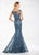 Montage by Mon Cheri - 118982 Cap Sleeves Lace Mermaid Gown In Blue