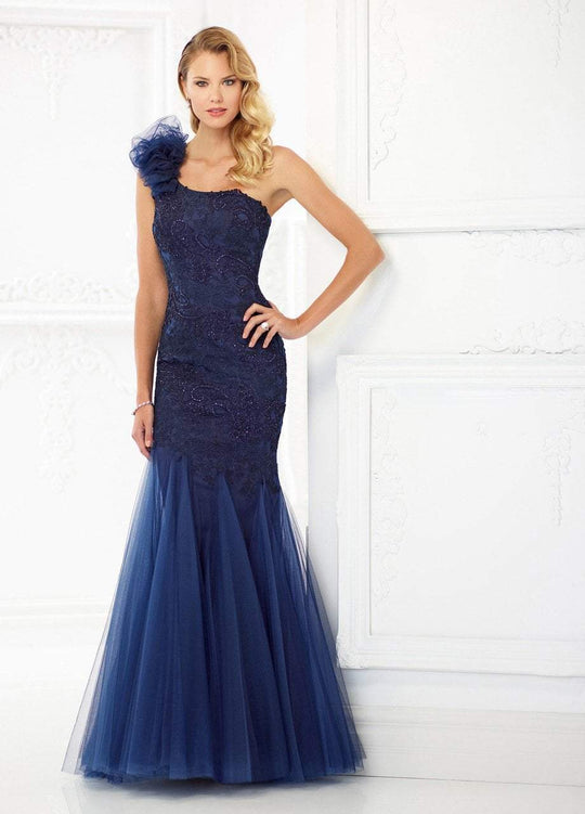 Montage by Mon Cheri - 118986 One-Shoulder Trumpet Gown In Blue