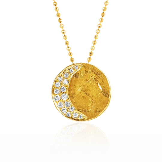 18k Waxing Crescent Moon Phase Coin Necklace