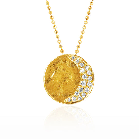 18k Waning Crescent Moon Phase Coin Necklace