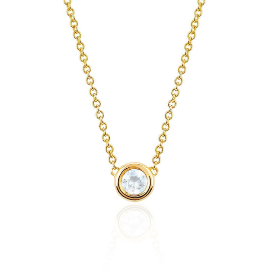 Logan Hollowell - NEW! Single Bezel Station Moonstone Necklace in Yellow Gold
