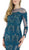 Morrell Maxie Lace Embroidered Long Sleeve Tulle Mermaid Dress 15961 - 1 pc Teal/Nude In Size 12 Available In Green and Neutral