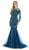Morrell Maxie Lace Embroidered Long Sleeve Tulle Mermaid Dress 15961 - 1 pc Teal/Nude In Size 12 Available In Green and Neutral
