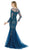 Morrell Maxie Lace Embroidered Long Sleeve Tulle Mermaid Dress 15961 - 1 pc Teal/Nude In Size 12 Available In Green and Neutral