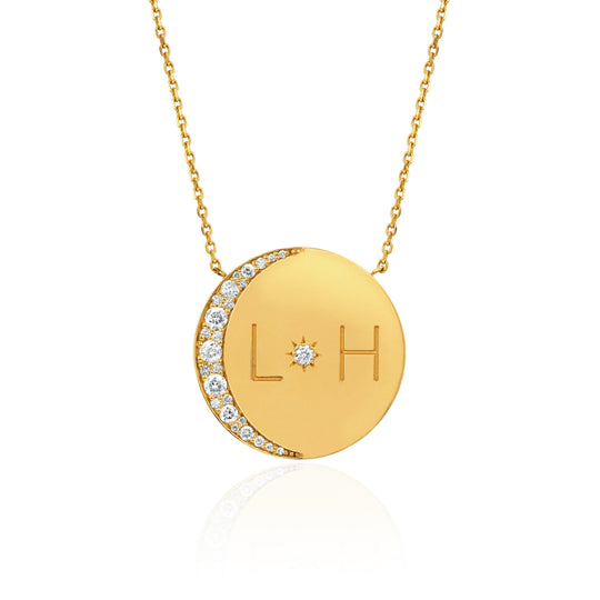 Love You To The Moon and Back Necklace with Diamonds