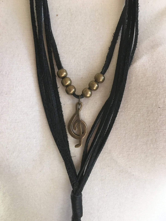 Union Of Angels - Musical Note Necklace in Black