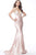 Jovani - 50859 Embellished Deep V-neck Satin Trumpet Dress In Pink