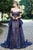 MNM Couture - Off-Shoulder Lace Embroidered Gown N0134 in Blue and Neutral