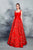 MNM Couture - N0146 Floral Patterned Square Neck A-line Dress in Red