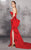 MNM Couture - N0177 Avian Embroidered Strapless Cascade Gown In Red