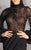 MNM Couture - N0180 Puffed Long Sleeve High Neck Sheath Dress In Black