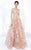 MNM Couture - N0194 Floral Embroidered Illusion Pleated Gown In Neutral