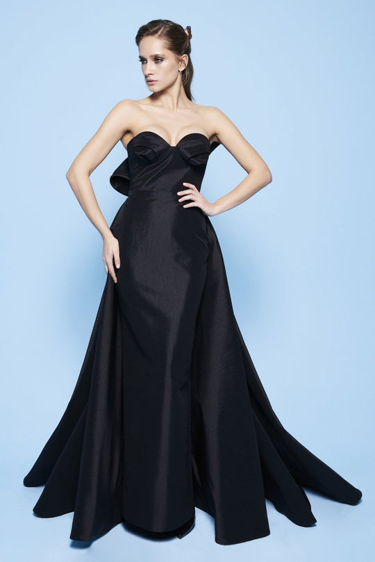 MNM Couture - N0224 Bow Accent Back Strapless Sweetheart Evening Gown in Black