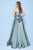 MNM Couture - N0225 Two Tone Fold Over Neck Ballgown in Blue and Green