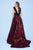 MNM Couture - N0227 Ruffled Plunging Neck Stripe A-Line Gown in Pink