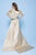 MNM Couture - N0229 Floral Beaded Off-Shoulder Column Dress in Neutral