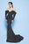 MNM Couture - N0230 Plunging Off-Shoulder Shimmer Fabric Mermaid Dress in Gray