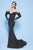MNM Couture - N0230 Plunging Off-Shoulder Shimmer Fabric Mermaid Dress in Gray