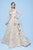 MNM Couture - N0240 Long Sleeve Sequined Floral Ballgown in Neutral