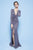 MNM Couture - N0251 Plunging V-neck Shimmer Fabric Sheath Dress in Purple