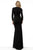 Jovani - 64983 Plunging Neckline Long Sleeve Fitted Dress In Black