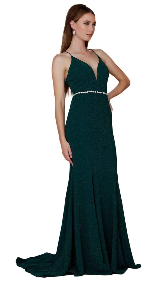 Nox Anabel - N160 Plunging V-Neck Strappy Low Cut Gown