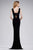 28635 Plunging V-Neck Beaded Bandeau High Slit Gown
