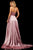 Sherri Hill - 52921 Halter Neck Satin A-line Dress with Slit In Pink