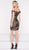 Colors Dress - 1980 Sequin Ornate Scroll Embroidered Short Dress in Black and Neutral
