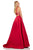 Sherri Hill - 52715 Scoop Neck Strappy Back Long A Line Satin Dress In Red