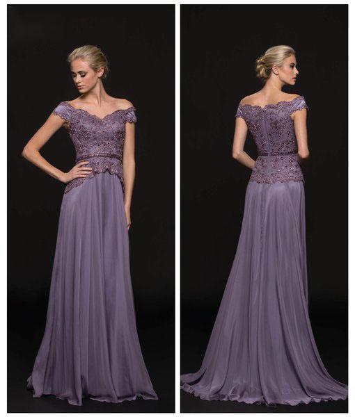 M213 Embellished Off-Shoulder A-line Dress