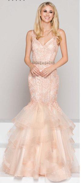 Colors Dress - 1829 Lace Embellished Mermaid Dress In Pink