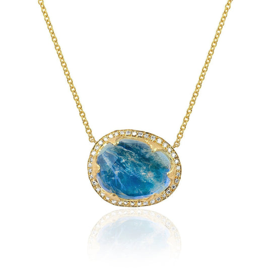 Logan Hollowell - NEW! Premium Oval Blue Moonstone Queen Necklace