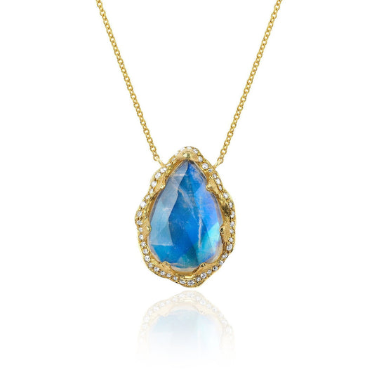 NEW! Premium Water Drop Blue Moonstone Queen Necklace