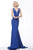 Jovani - JVN67093 Deep V-neck Long Trumpet Dress In Blue