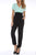Nina Leonard - L15672 Surplice Dolman Sleeve Jumpsuit in Green and Black