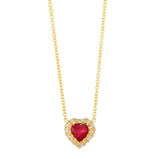 Ruby Heart and Diamond Necklace