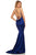 Sherri Hill - 52613 Long Scoop Neck Fitted Dress With Train In Blue