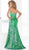 Blush - Glittering Strapless Long Dress 9306 In Green