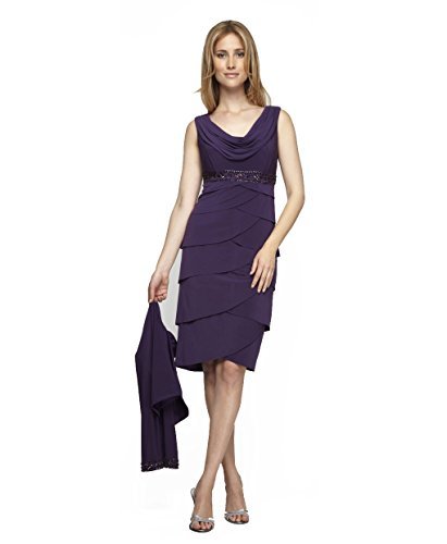 Alex Evenings - 135564 Sleeveless Scoop Layered Cocktail Dress in Purple
