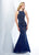 Social Occasions by Mon Cheri - 118884 Haltered Mermaid Gown In Blue