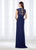 Cameron Blake - 118673 Queen Anne Twist Front Draped Evening Gown In Blue