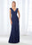 Cameron Blake - 118668 Cap Sleeve Wrap Tie Scalloped Evening Gown  In Blue