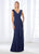 Cameron Blake - 118668 Cap Sleeve Wrap Tie Scalloped Evening Gown  In Blue