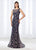 Cameron Blake - 118671 Illusion Lace Bateau Evening Dress In Blue and Brown