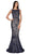 Cinderella Divine - CB0026 Sequined Bateau Mermaid Dress In Blue